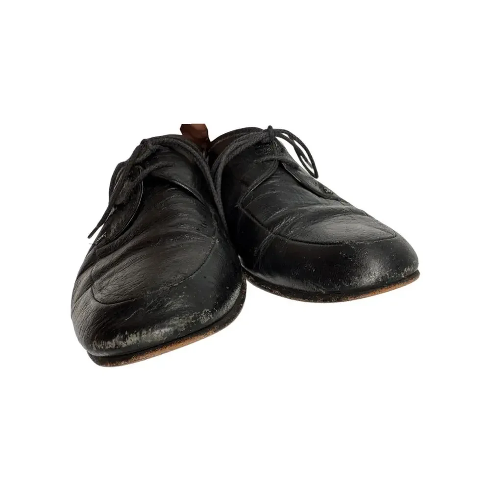 Yves Saint Laurent Pebbled Leather Lace Up Derby Oxford Shoes Black Men's Sz 39